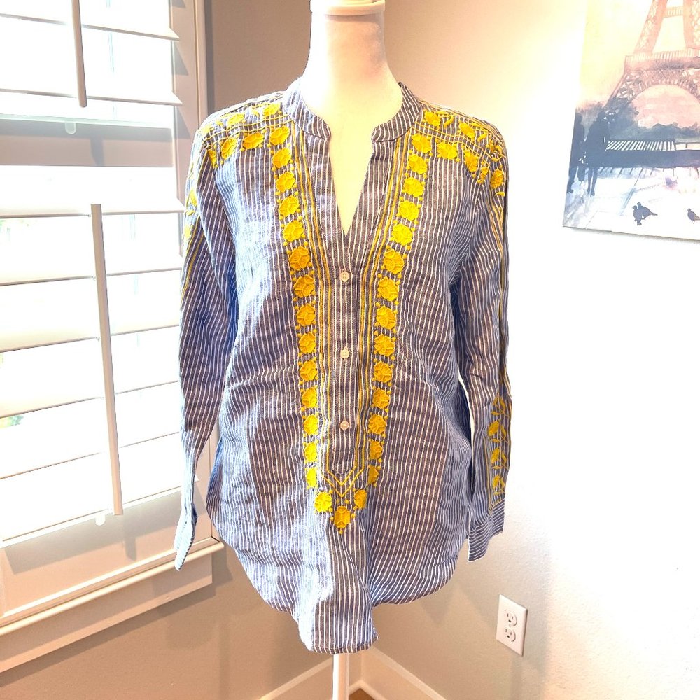 J. Crew Blue and Yellow Striped Tunic